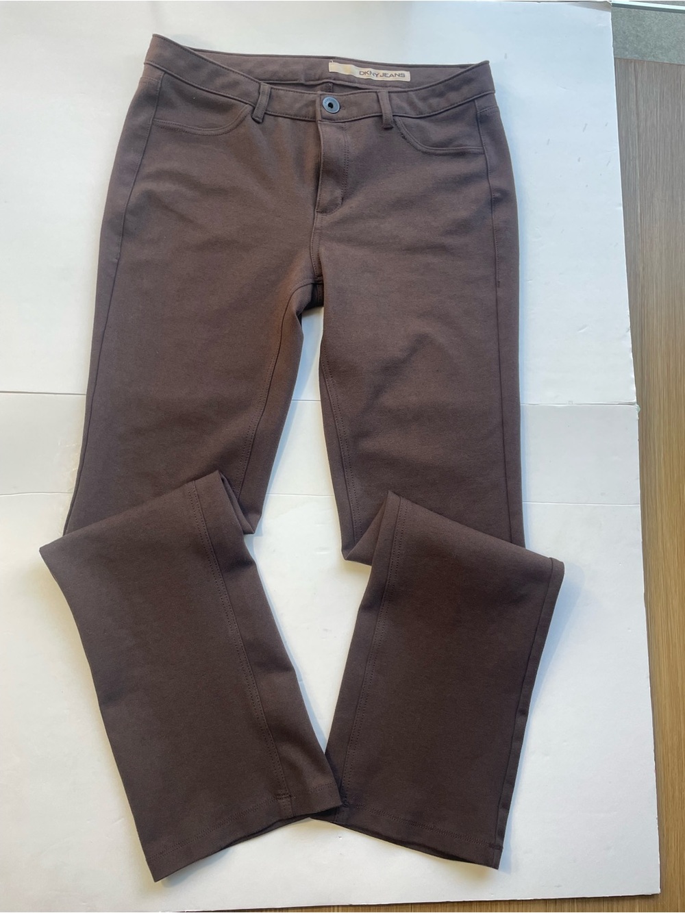 DKNY Jeans Chocolate Brown Stretch Knit Skinny Ponte Pants - Women's Size 10